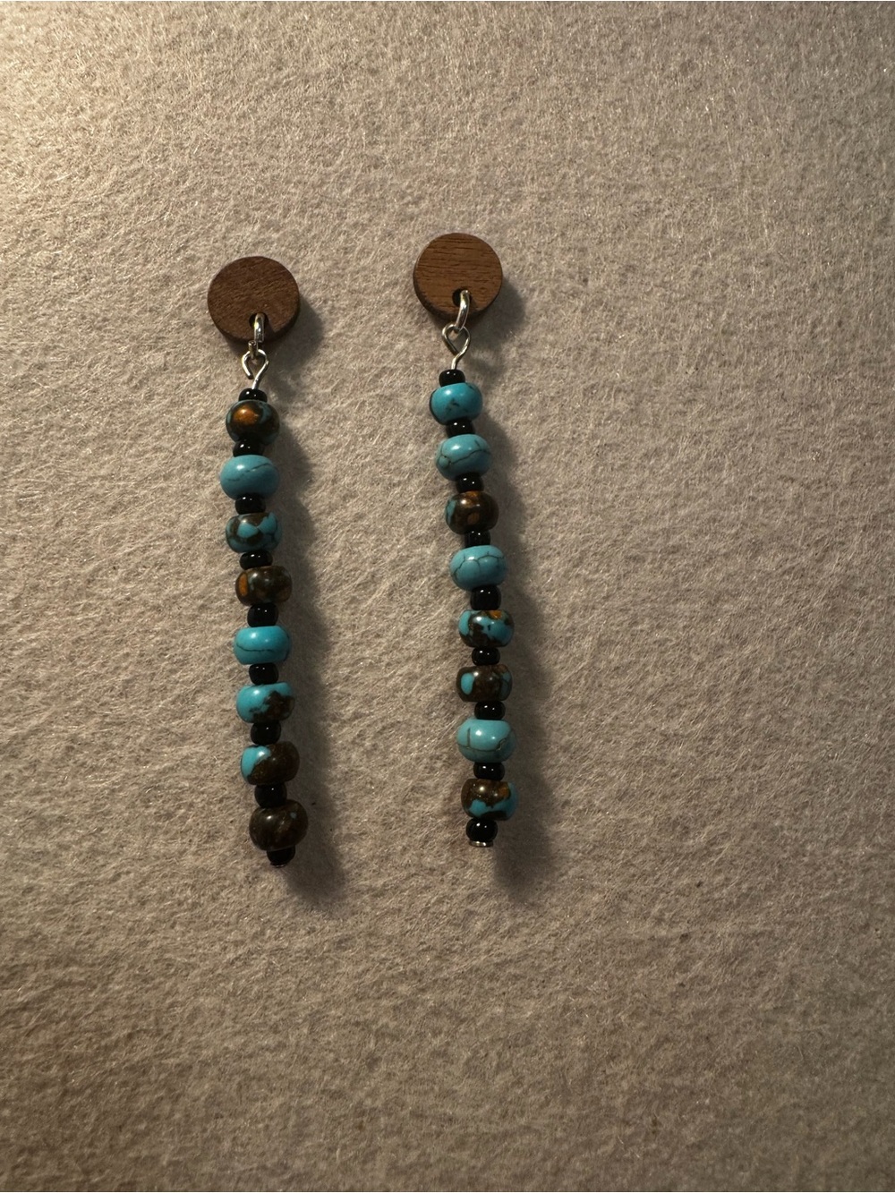Turquoise and Brown Beaded Drop Earrings - Women Jewelry